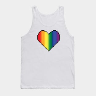 inclusive Pride LGBTQ Rainbow flag heart pixel art Tank Top